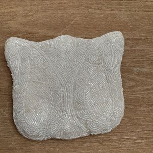 Magid white beaded evening bag
